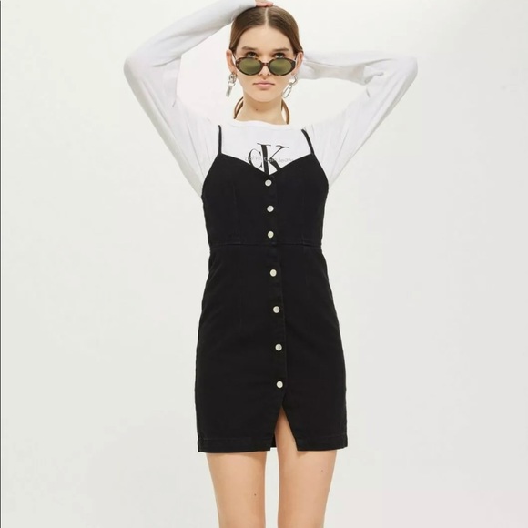 Topshop Dresses & Skirts - Black TopShop moto denim dress NWT